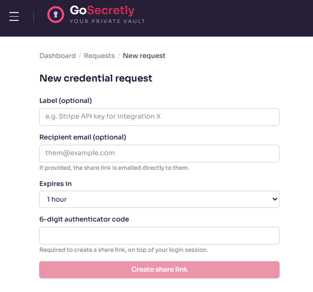 Create a credential request