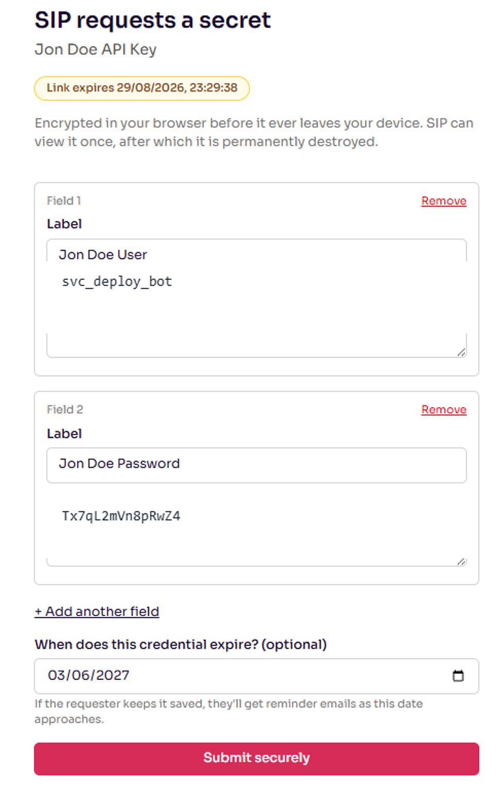 They submit, encrypted in their browser